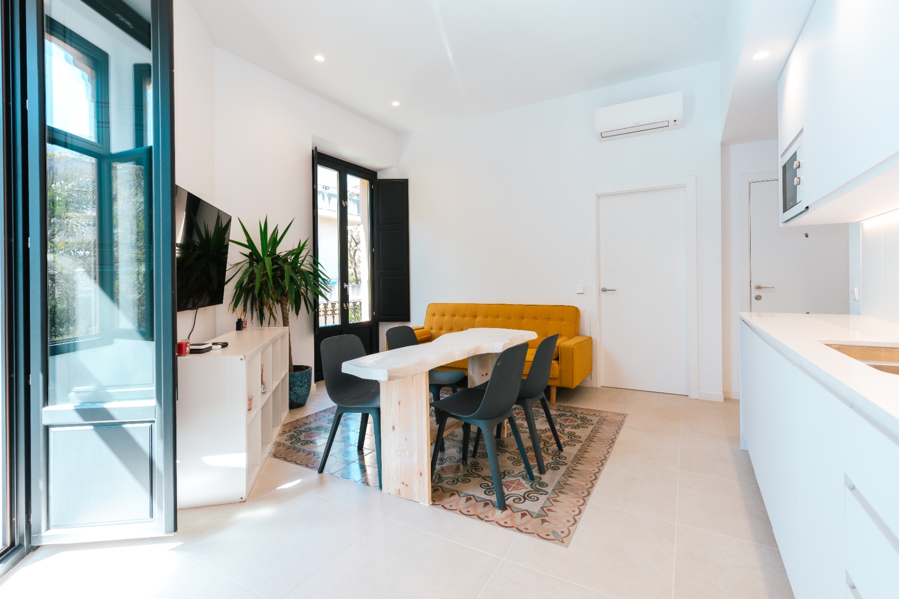 Bright living space with plants